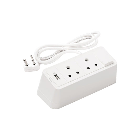 6 Module, Desktop Power Center, 6A Socket. 1500mA USB, White